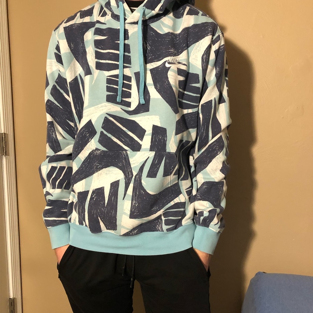 Blue and white Nike hoodie